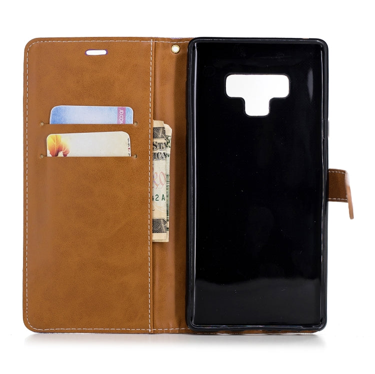 Color Matching Denim Texture Leather Case for Galaxy  Note 9 , with Holder & Card Slots & Wallet & Lanyard