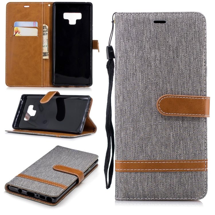 Color Matching Denim Texture Leather Case for Galaxy  Note 9 , with Holder & Card Slots & Wallet & Lanyard