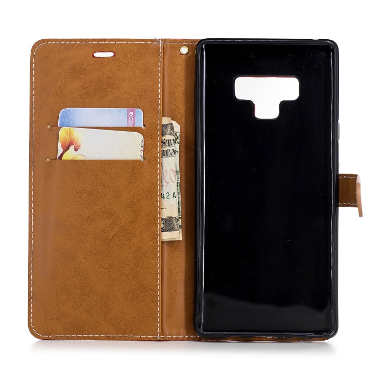 Color Matching Denim Texture Leather Case for Galaxy  Note 9 , with Holder & Card Slots & Wallet & Lanyard