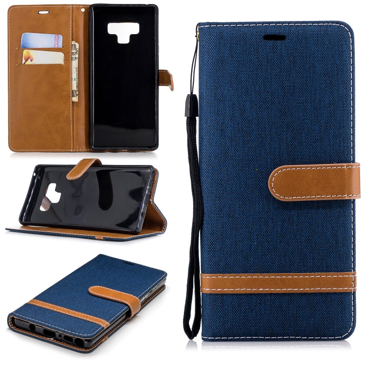 Color Matching Denim Texture Leather Case for Galaxy  Note 9 , with Holder & Card Slots & Wallet & Lanyard
