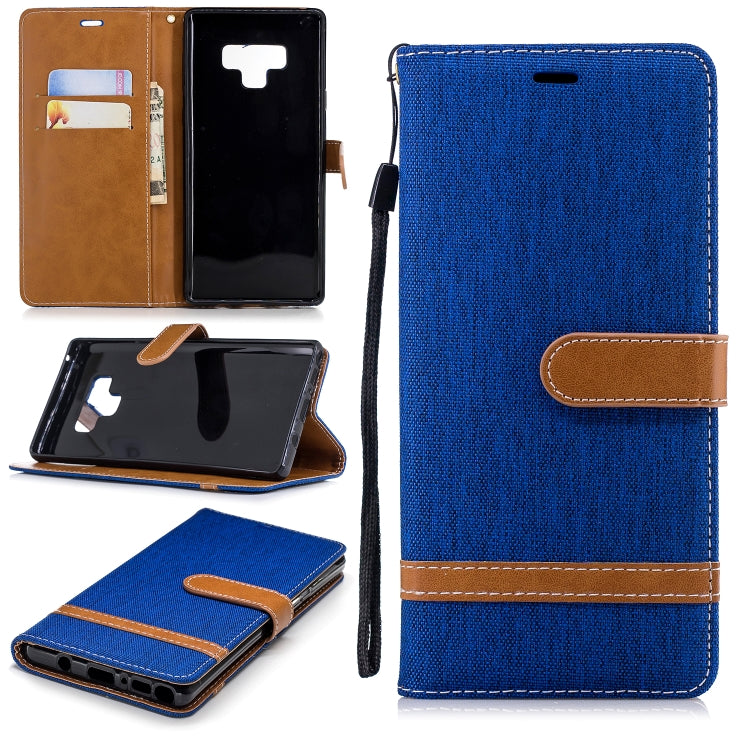 Color Matching Denim Texture Leather Case for Galaxy  Note 9 , with Holder & Card Slots & Wallet & Lanyard