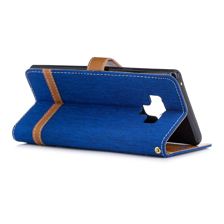 Color Matching Denim Texture Leather Case for Galaxy  Note 9 , with Holder & Card Slots & Wallet & Lanyard