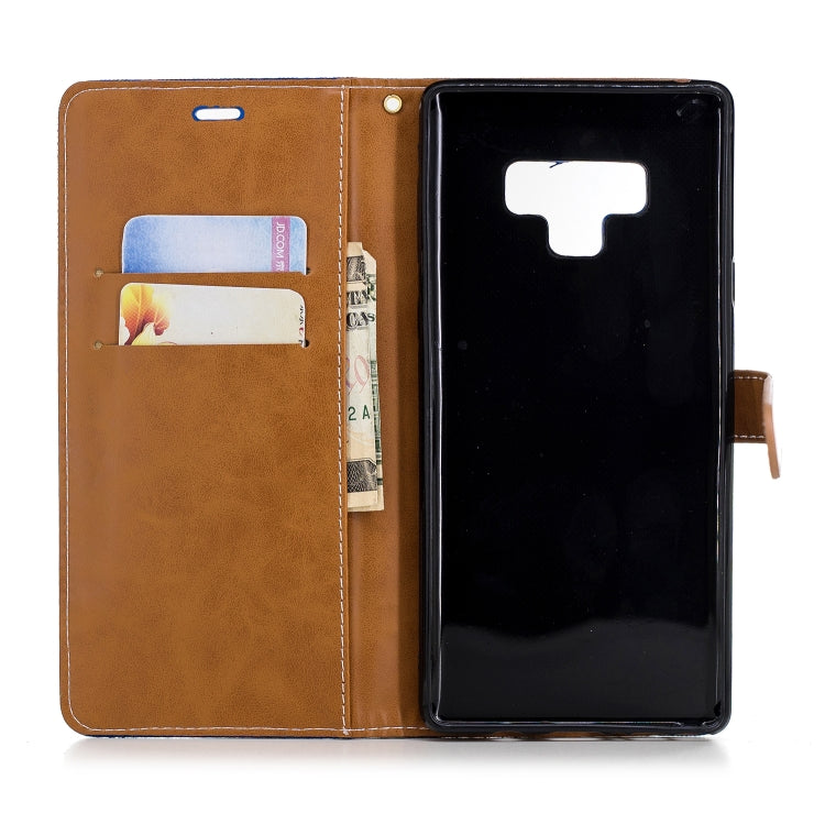 Color Matching Denim Texture Leather Case for Galaxy  Note 9 , with Holder & Card Slots & Wallet & Lanyard