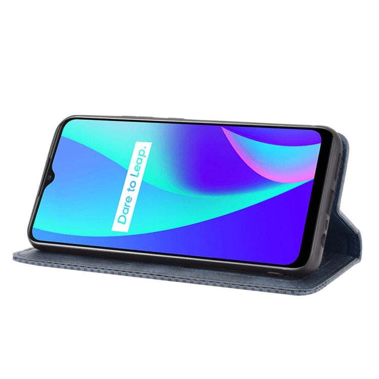 For OPPO Realme C15 Magnetic Buckle Retro Crazy Horse Texture Horizontal Flip Leather Case with Holder & Card Slots & Photo Frame