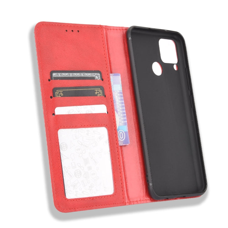 For OPPO Realme C15 Magnetic Buckle Retro Crazy Horse Texture Horizontal Flip Leather Case with Holder & Card Slots & Photo Frame