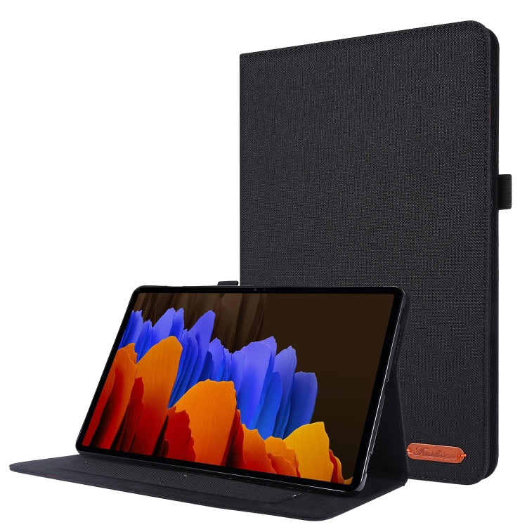 For Samsung Galaxy Tab S8 / Galaxy Tab S7 T870/T875 Horizontal Flip TPU + Fabric PU Leather Protective Case with Card Slots & Holder