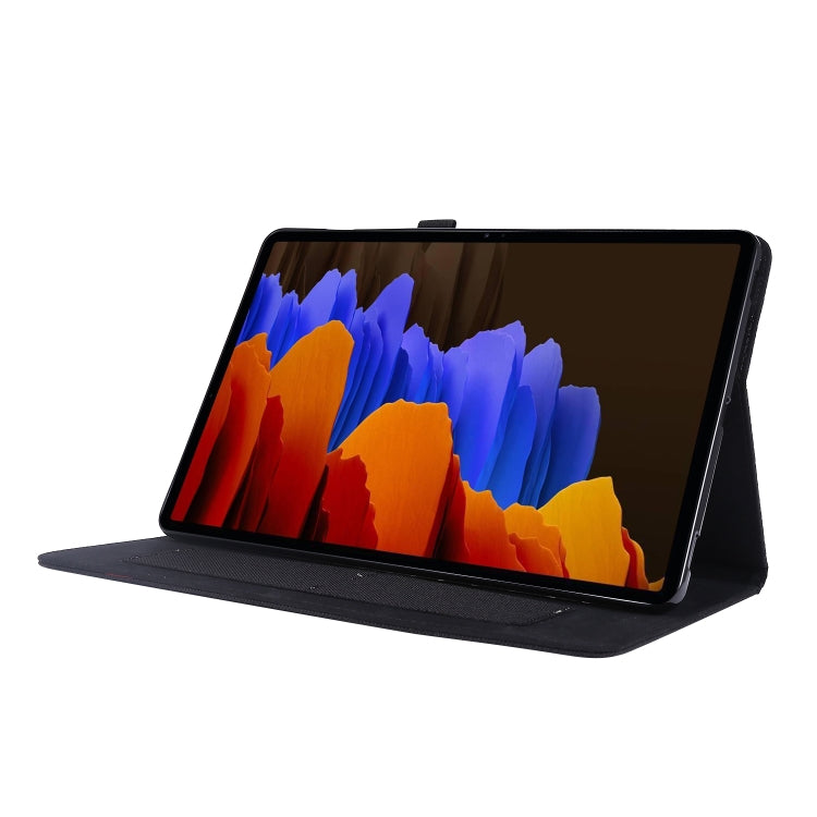 For Samsung Galaxy Tab S8 / Galaxy Tab S7 T870/T875 Horizontal Flip TPU + Fabric PU Leather Protective Case with Card Slots & Holder