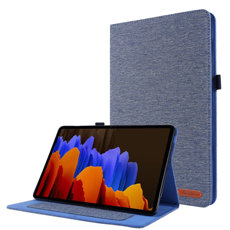 For Samsung Galaxy Tab S8 / Galaxy Tab S7 T870/T875 Horizontal Flip TPU + Fabric PU Leather Protective Case with Card Slots & Holder