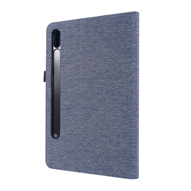 For Samsung Galaxy Tab S8 / Galaxy Tab S7 T870/T875 Horizontal Flip TPU + Fabric PU Leather Protective Case with Card Slots & Holder