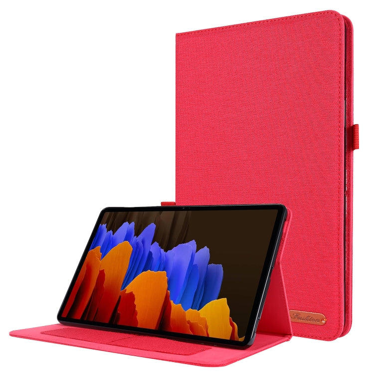 For Samsung Galaxy Tab S8 / Galaxy Tab S7 T870/T875 Horizontal Flip TPU + Fabric PU Leather Protective Case with Card Slots & Holder