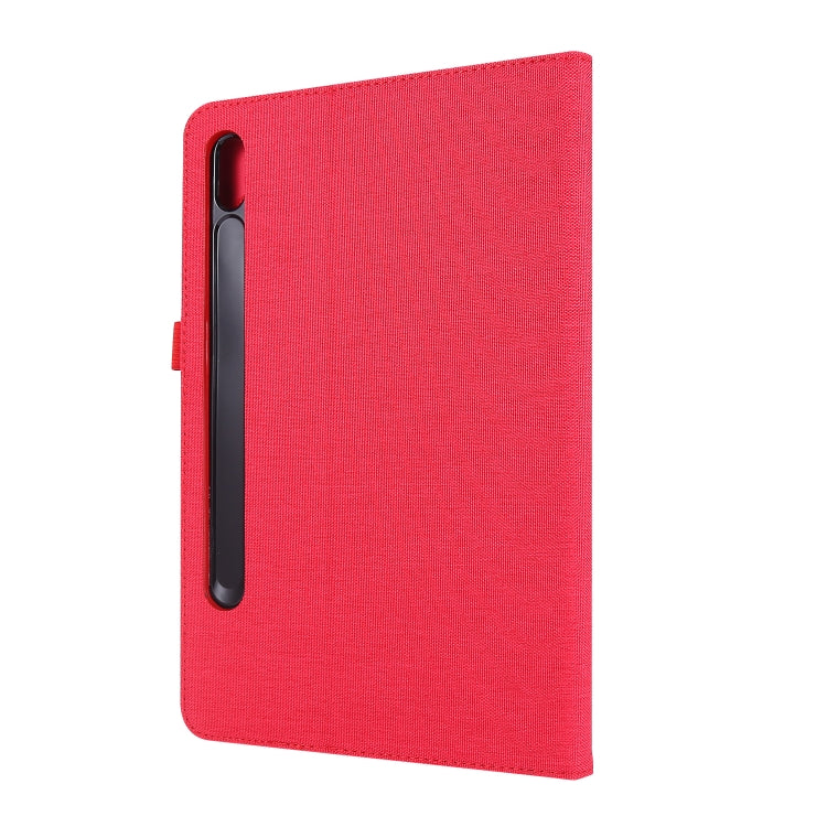 For Samsung Galaxy Tab S8 / Galaxy Tab S7 T870/T875 Horizontal Flip TPU + Fabric PU Leather Protective Case with Card Slots & Holder
