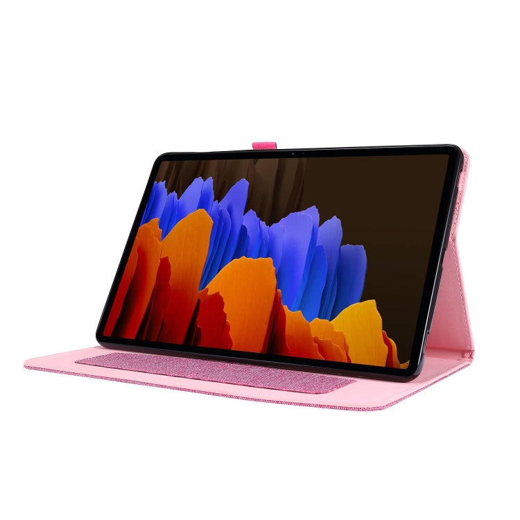 For Samsung Galaxy Tab S8 / Galaxy Tab S7 T870/T875 Horizontal Flip TPU + Fabric PU Leather Protective Case with Card Slots & Holder