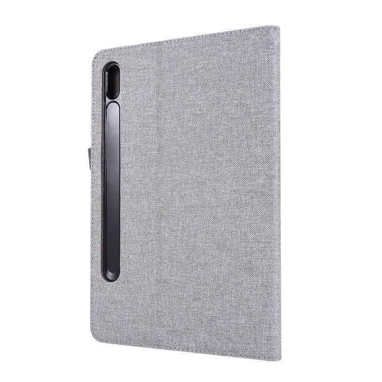 For Samsung Galaxy Tab S8 / Galaxy Tab S7 T870/T875 Horizontal Flip TPU + Fabric PU Leather Protective Case with Card Slots & Holder