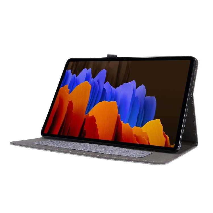 For Samsung Galaxy Tab S8 / Galaxy Tab S7 T870/T875 Horizontal Flip TPU + Fabric PU Leather Protective Case with Card Slots & Holder