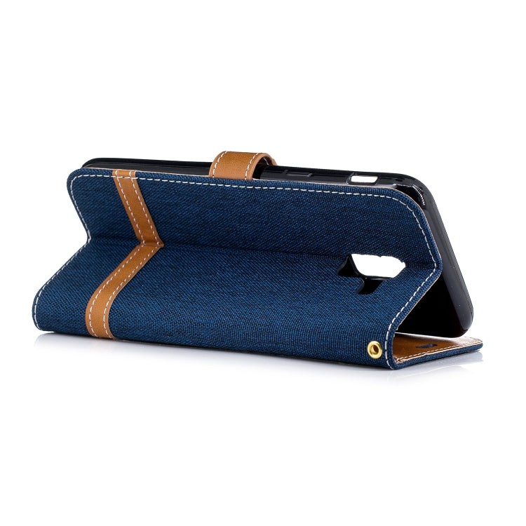 Color Matching Denim Texture Leather Case for Galaxy  J6 , with Holder & Card Slots & Wallet & Lanyard
