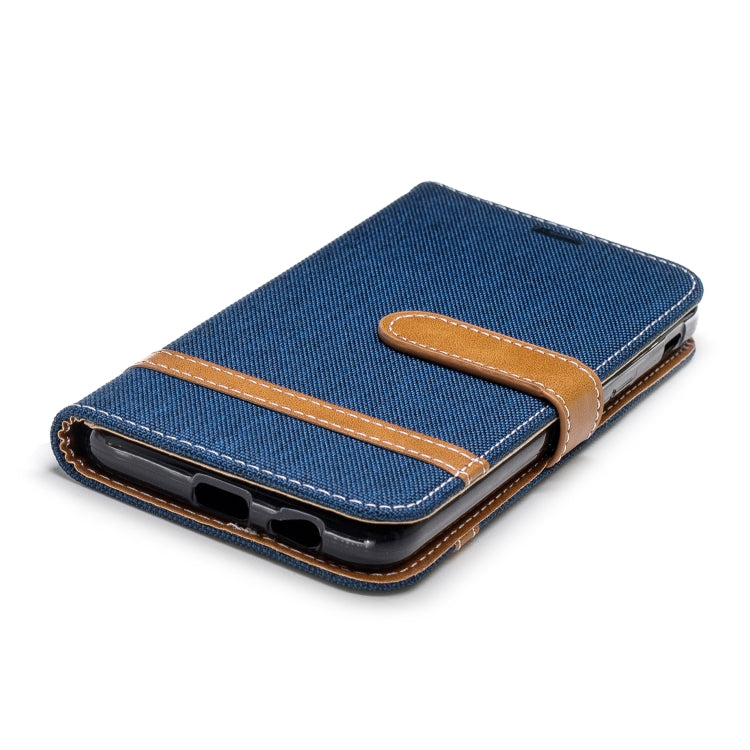 Color Matching Denim Texture Leather Case for Galaxy  J6 , with Holder & Card Slots & Wallet & Lanyard