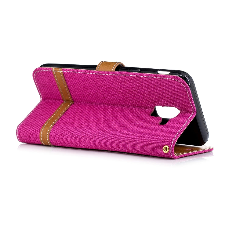 Color Matching Denim Texture Leather Case for Galaxy  J6 , with Holder & Card Slots & Wallet & Lanyard