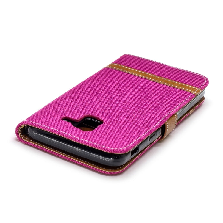 Color Matching Denim Texture Leather Case for Galaxy  J6 , with Holder & Card Slots & Wallet & Lanyard