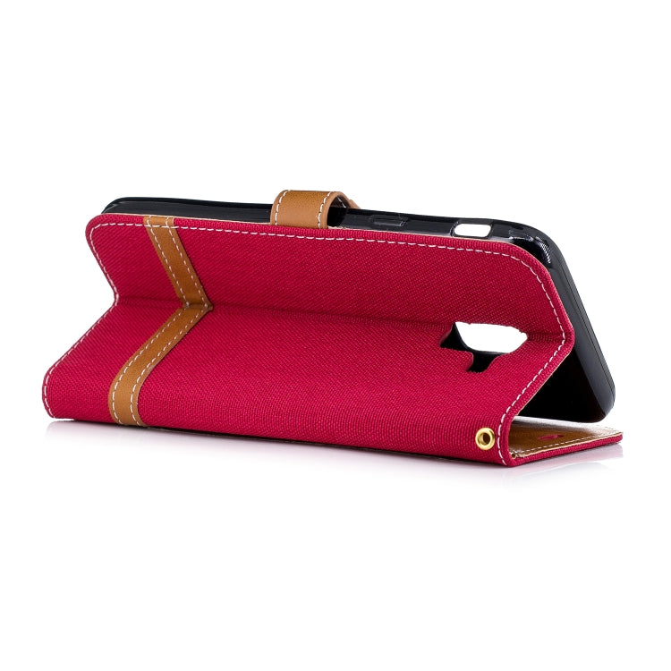 Color Matching Denim Texture Leather Case for Galaxy  J6 , with Holder & Card Slots & Wallet & Lanyard