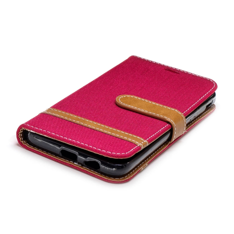 Color Matching Denim Texture Leather Case for Galaxy  J6 , with Holder & Card Slots & Wallet & Lanyard