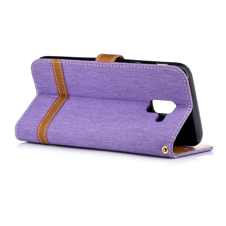 Color Matching Denim Texture Leather Case for Galaxy  J6 , with Holder & Card Slots & Wallet & Lanyard