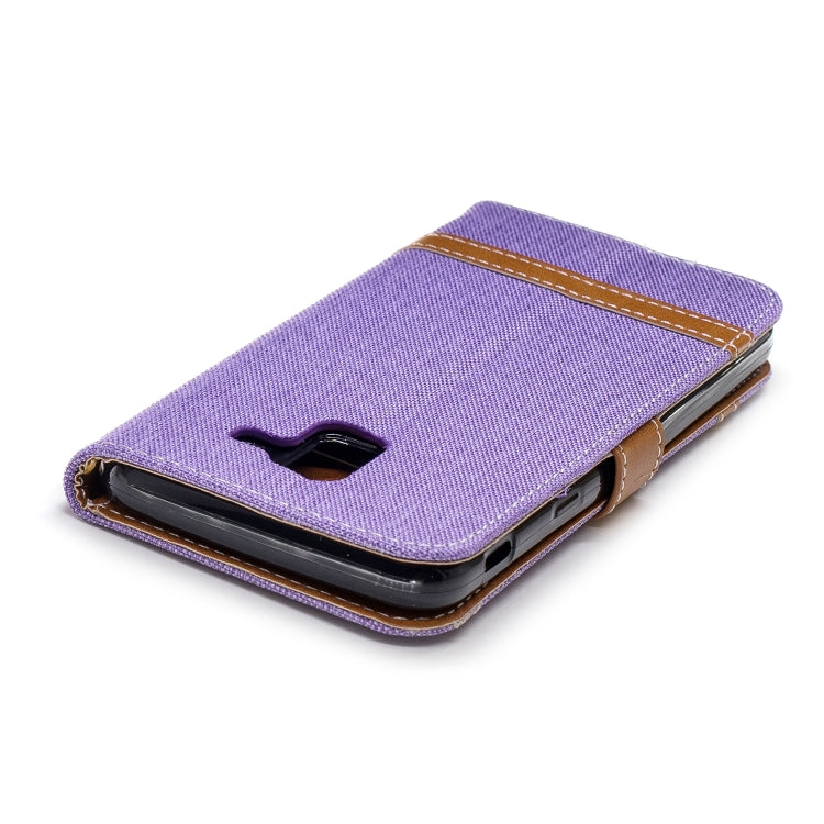 Color Matching Denim Texture Leather Case for Galaxy  J6 , with Holder & Card Slots & Wallet & Lanyard