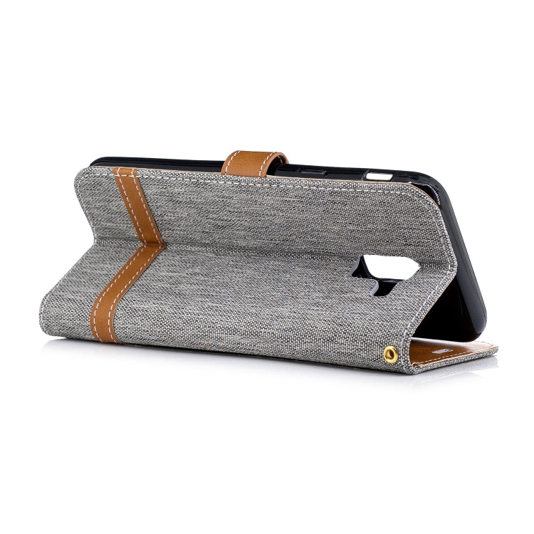 Color Matching Denim Texture Leather Case for Galaxy  J6 , with Holder & Card Slots & Wallet & Lanyard