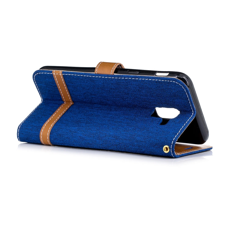 Color Matching Denim Texture Leather Case for Galaxy  J6 , with Holder & Card Slots & Wallet & Lanyard