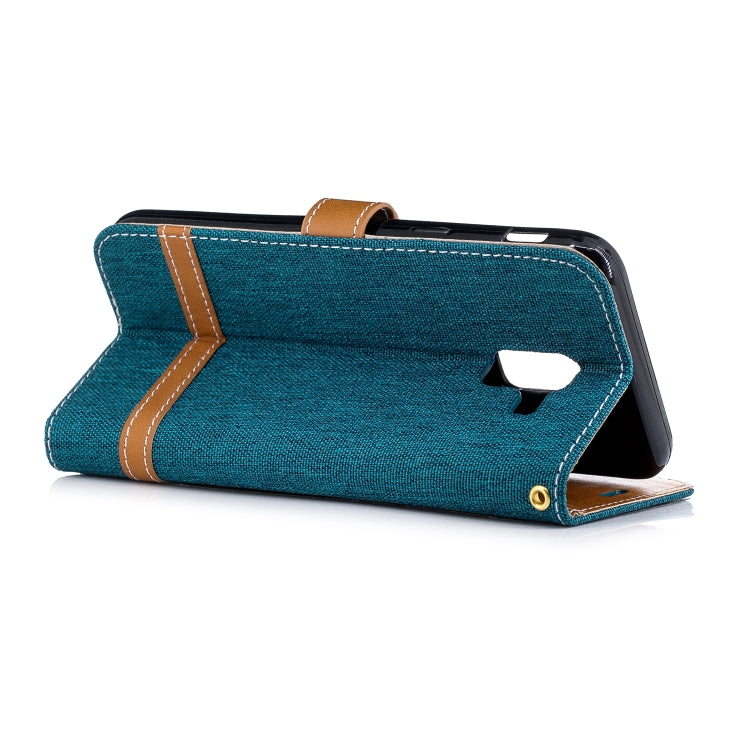 Color Matching Denim Texture Leather Case for Galaxy  J6 , with Holder & Card Slots & Wallet & Lanyard