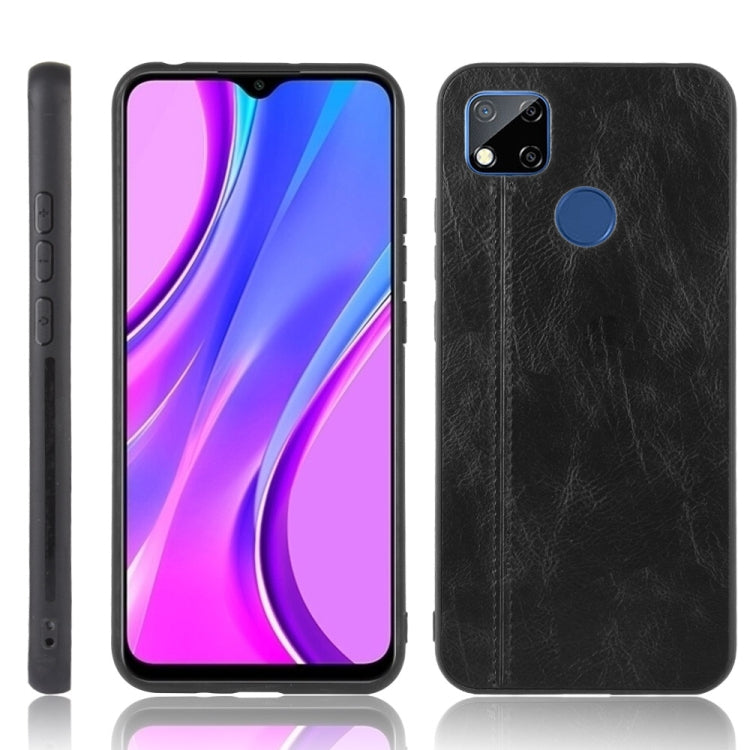 For Xiaomi Redmi 9C Shockproof Sewing Cow Pattern Skin PC + PU + TPU Case