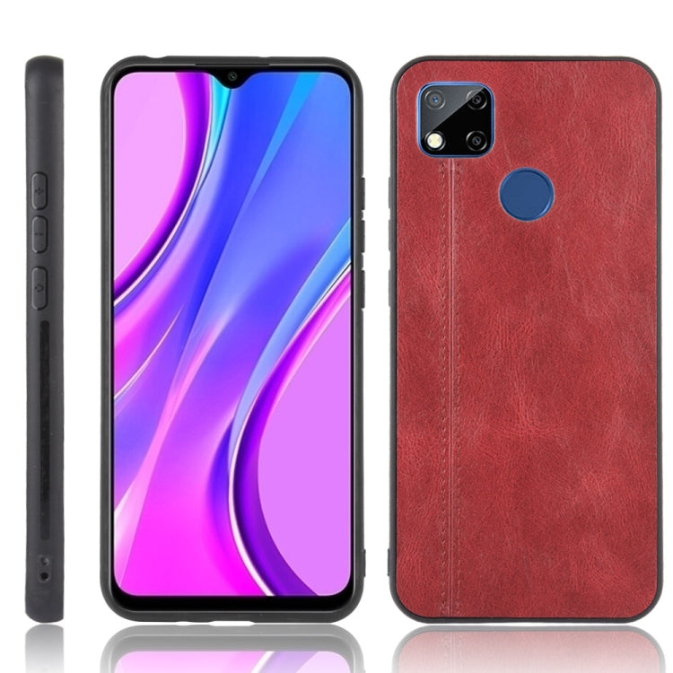 For Xiaomi Redmi 9C Shockproof Sewing Cow Pattern Skin PC + PU + TPU Case