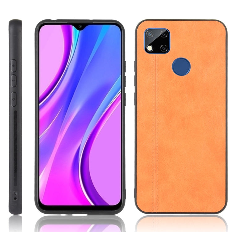 For Xiaomi Redmi 9C Shockproof Sewing Cow Pattern Skin PC + PU + TPU Case