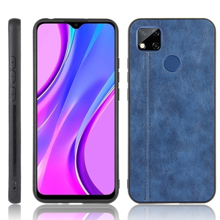 For Xiaomi Redmi 9C Shockproof Sewing Cow Pattern Skin PC + PU + TPU Case