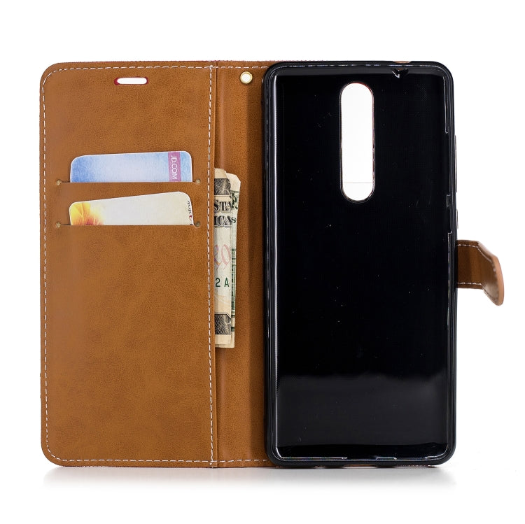 Color Matching Denim Texture Leather Case for Nokia 5.1 (2018), with Holder & Card Slots & Wallet & Lanyard