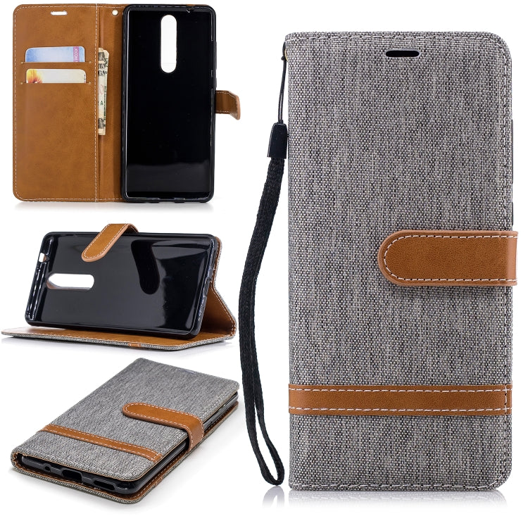 Color Matching Denim Texture Leather Case for Nokia 5.1 (2018), with Holder & Card Slots & Wallet & Lanyard