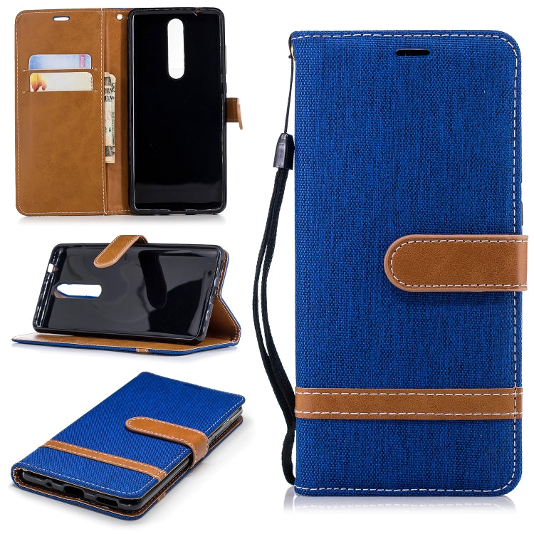 Color Matching Denim Texture Leather Case for Nokia 5.1 (2018), with Holder & Card Slots & Wallet & Lanyard