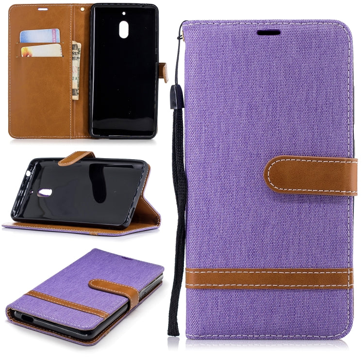 Color Matching Denim Texture Leather Case for Nokia 2.1 (2018) , with Holder & Card Slots & Wallet & Lanyard