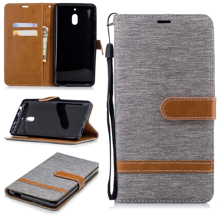 Color Matching Denim Texture Leather Case for Nokia 2.1 (2018) , with Holder & Card Slots & Wallet & Lanyard
