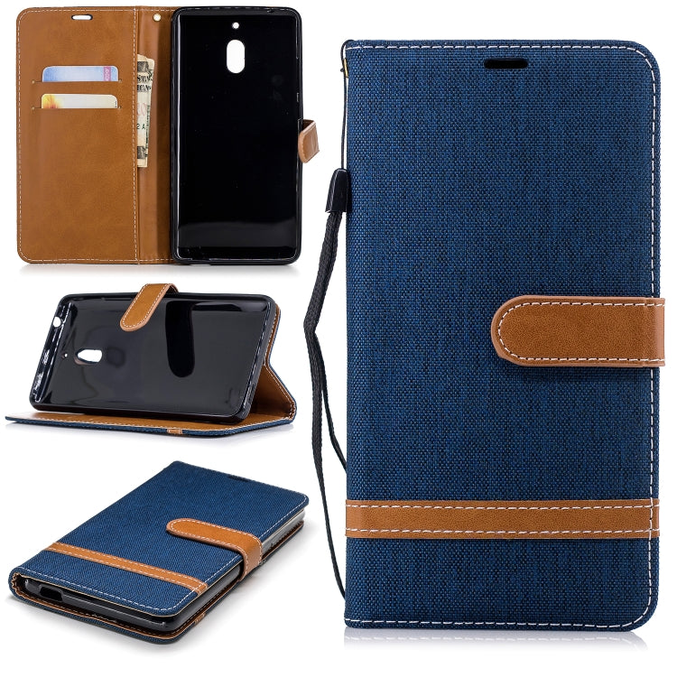 Color Matching Denim Texture Leather Case for Nokia 2.1 (2018) , with Holder & Card Slots & Wallet & Lanyard