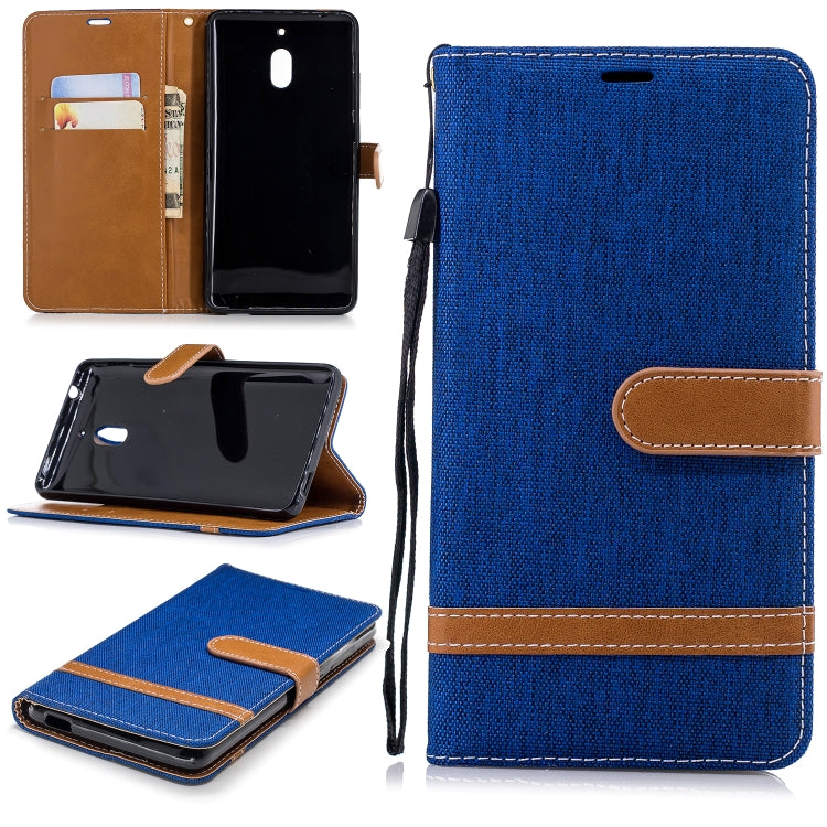 Color Matching Denim Texture Leather Case for Nokia 2.1 (2018) , with Holder & Card Slots & Wallet & Lanyard