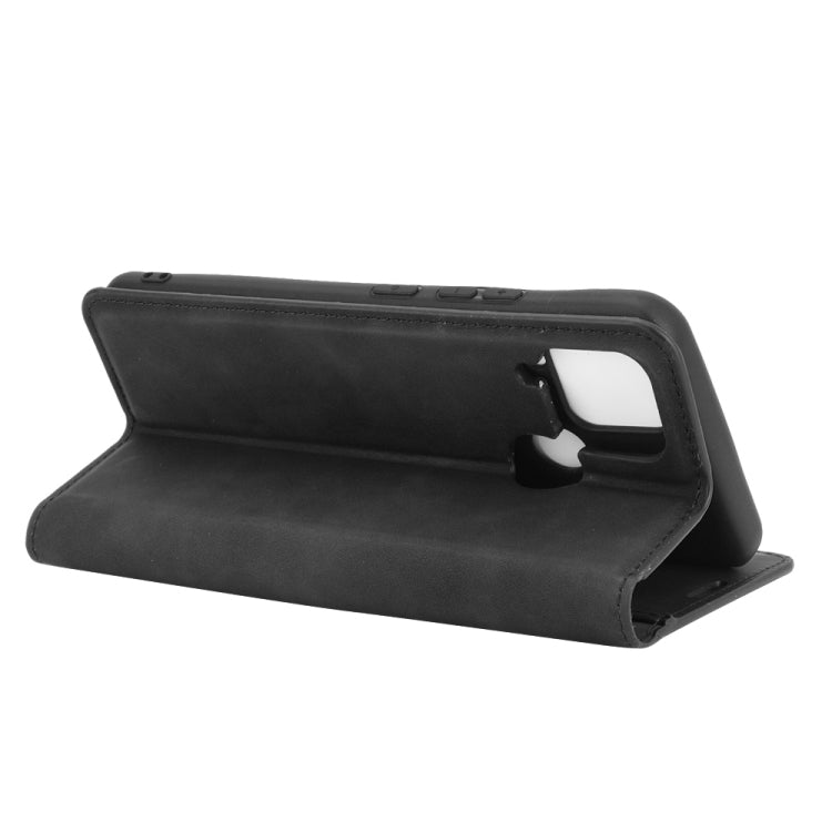 For Realme C15 Retro-skin Business Magnetic Suction Leather Case with Holder & Card Slots & Wallet