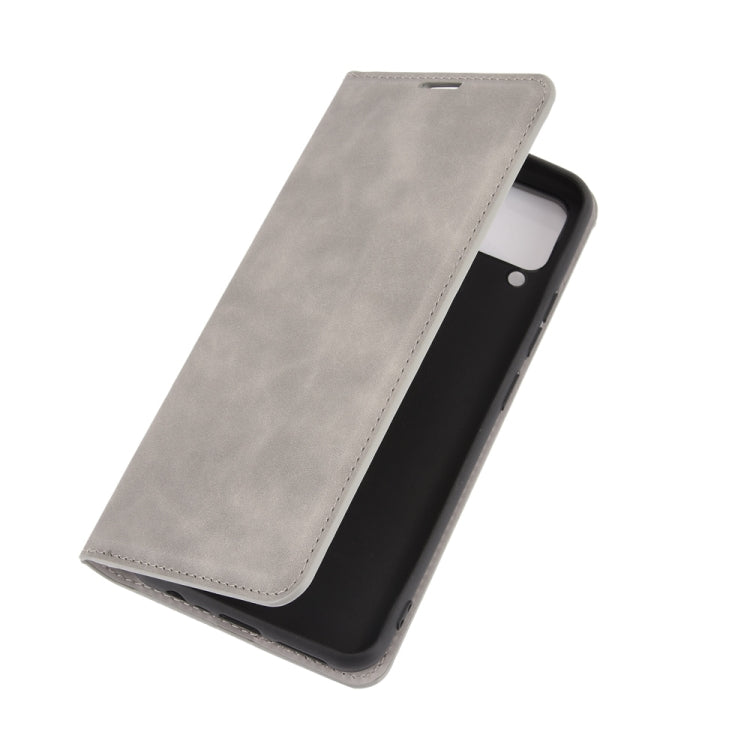 For Realme C15 Retro-skin Business Magnetic Suction Leather Case with Holder & Card Slots & Wallet