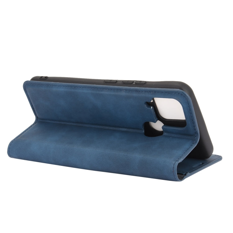 For Realme C15 Retro-skin Business Magnetic Suction Leather Case with Holder & Card Slots & Wallet