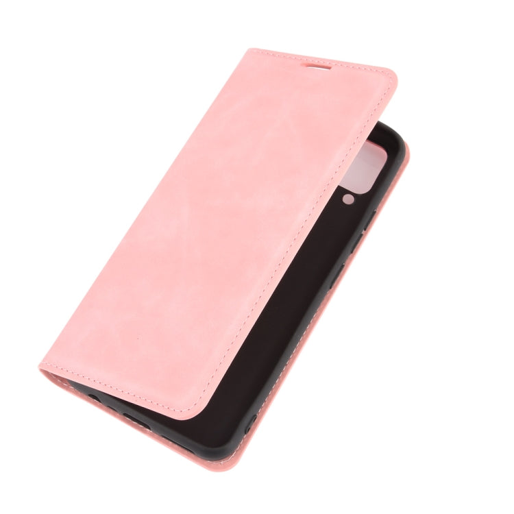 For Realme C15 Retro-skin Business Magnetic Suction Leather Case with Holder & Card Slots & Wallet