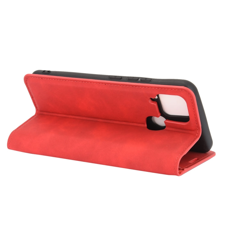 For Realme C15 Retro-skin Business Magnetic Suction Leather Case with Holder & Card Slots & Wallet