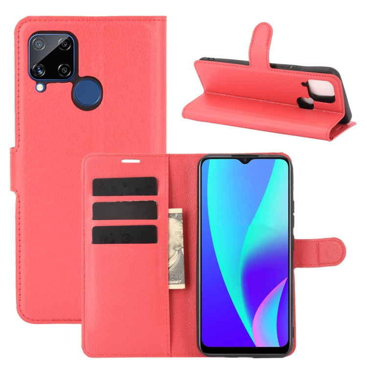 For OPPO Realme C15 Litchi Texture Horizontal Flip Protective Case with Holder & Card Slots & Wallet