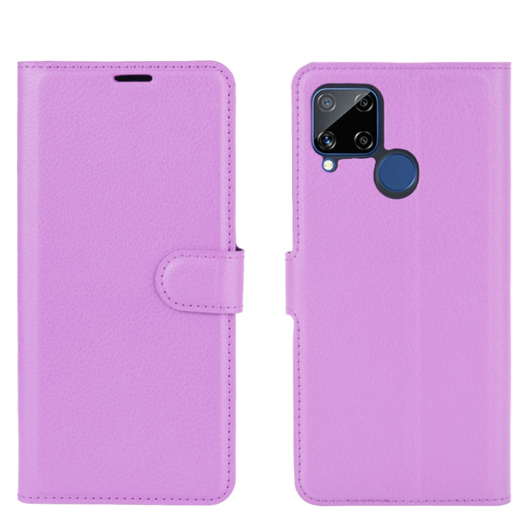 For OPPO Realme C15 Litchi Texture Horizontal Flip Protective Case with Holder & Card Slots & Wallet