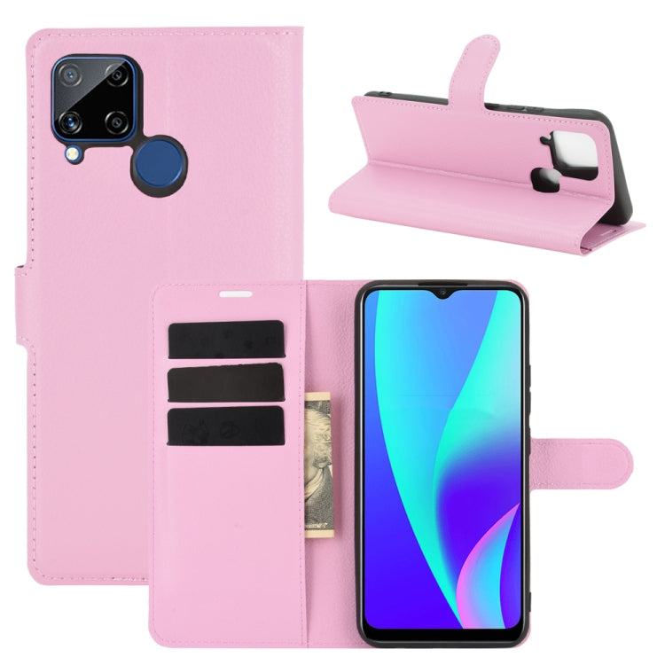 For OPPO Realme C15 Litchi Texture Horizontal Flip Protective Case with Holder & Card Slots & Wallet