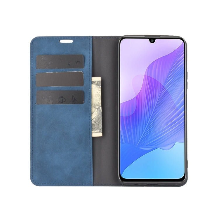 For Huawei Enjoy 20 Retro-skin Business Magnetic Suction Leather Case with Holder & Card Slots & Wallet
