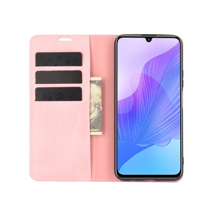 For Huawei Enjoy 20 Retro-skin Business Magnetic Suction Leather Case with Holder & Card Slots & Wallet
